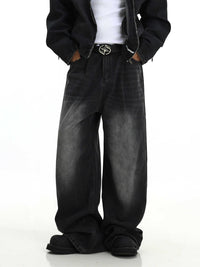 Retro Washed Jeans Men's Straight Casual Wide-leg Pants
