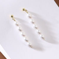 S925 Silver Needle Rice-Grain Pearl Earrings For Women French Style