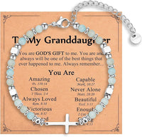 Natural Stainless Steel Cross Beaded Bracelet Card