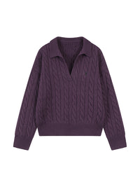 Collar Embroidery Loose-fitting Long Sleeve Sweater Women