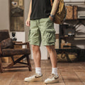 Men's Multi-Pocket Cargo Shorts Retro Loose Straight-Leg Casual Style