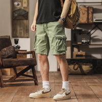 Men's Multi-Pocket Cargo Shorts Retro Loose Straight-Leg Casual Style