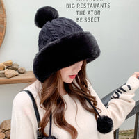 Velvet Thickened Cold And Warm Pure Color Knitted Hat