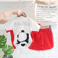 Boys And Girls Cartoon Round Neck Short Sleeve Suit