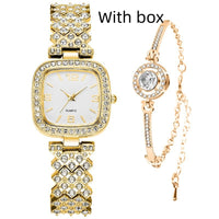Small Square Watch Full Diamond Women's Bracelet Gift Box