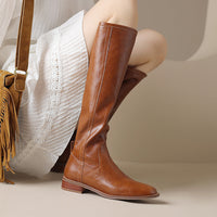 Women's Round-toe Mid-heel Knee-high Riding Boots