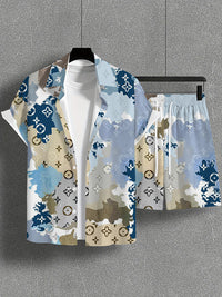 Trendy Wild Printed Men's Simplicity Short Sleeve Shirt Outfit
