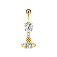 Personalized Zircon Butterfly Round Belly Button Ring