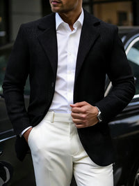 Mens Solid Color Loose Fit White Suit Casual Jacket