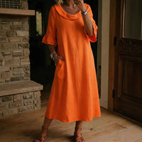 Women's Fashion Solid Color Crew Neck Dress