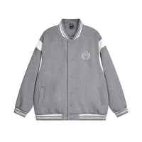 Spring And Autumn Color Stitching Stand-collar Badge Embroidered Casual Coat