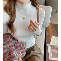 Women's Fashion Semi-Turtle Neck Long Sleeve T-Shirt