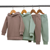 Thick Autumn And Winter Clothes Children's Pullover Hooded Sweater Trousers Two-piece Set