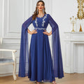 New Solid Color Wide Hem Super Long Sleeve Muslim Robe Dress