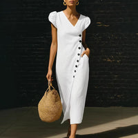 Women's Casual V-Neck Short-Sleeve Dress