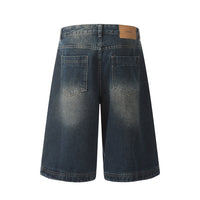 Punk Denim Shorts Men's High Street Wash