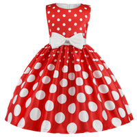 Irregular Skirt Print Children's Dress Bow Costume