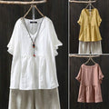 Ruffled Loose Plus Size Top For Ethnic Style Shirt Women