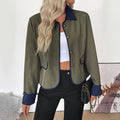 Retro Color Contrast Patchwork Coat Elegant High-end Short Coat For Women