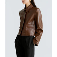 Womens Biker-style Lapel Leather Jacket