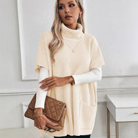 Solid Color Women's Long Sleeveless High-neck Sweater