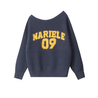 Women's American-style Letter Sweater Loose Off-the-shoulder Pullover