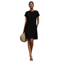 Round-neck Dress With Rolled-up Cuffs