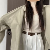 Rare Long-sleeve Green Shirt Jacket For Women