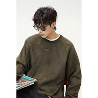 Faux Suede Texture Heavy Round Neck Sweater For Men