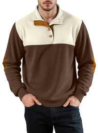Men's Casual Color-blocked Lapel Sport Sweatshirt
