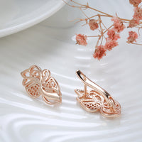 Fashion 585 Rose Gold Earrings Minimalist Design Hollow Carved Women's Earrings