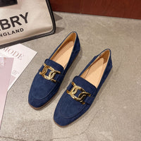 Chunky Heel French Retro British Style Women's Flat Shoes