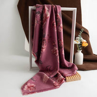 Cashmere-like Tassel Shawl Rose Print Cold-proof Warm Scarf
