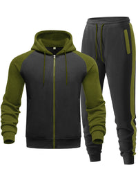Color-block Raglan-sleeve Hooded Sweatshirt Men's Casual Sportswear