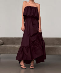 Fashionable Ruffled Strapless Dress