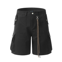 Multi-Pocket Workwear Straight Shorts Men's Loose