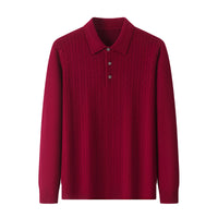 Autumn New Twisted Floral Polo Long Sleeve Loose Casual Bottoming Sweater For Men