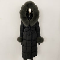 Thickened Long Section White Goose Down Slim Fit Women's Coat