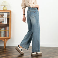 Women's Embroidered Jeans Cropped Wide-leg Pants
