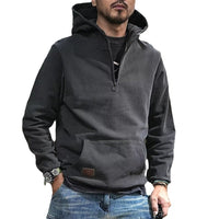 Half Open Collar Hooded Men's Sweater