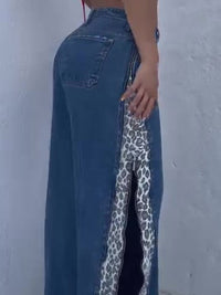 Leopard Print Zip-up Jeans