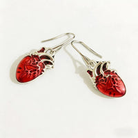 Copper Needle Retro Fashion Design Red Beating Heart Earrings Pendant Ear Jewelry