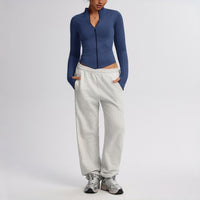 Figure-flattering Zip-up Sports Jacket