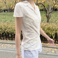 Korean College Style Basic Style Shoulder Waist Trimming Shirt