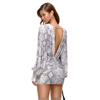 Womens Fashionable Sexy Pleated Printed Waist-Cinching Dress