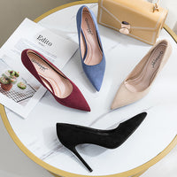 New Single Layer Shoes Women's Fashion Pointed Stiletto Heels Temperament Pure Color Business Ol Women's Shoes