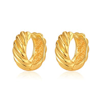 Retro Hong Kong Style Gold Color Retaining Earrings Plated 18K Real