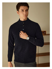 Men's Half-high Collar Button Sweater 24 Autumn And Winter New Thick Sweater
