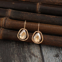 Light-luxury Alloy Earrings With Gemstone Inlays For Women
