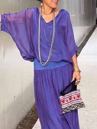 Fashionable Best-Selling Solid-Colored Chiffon Set For Women